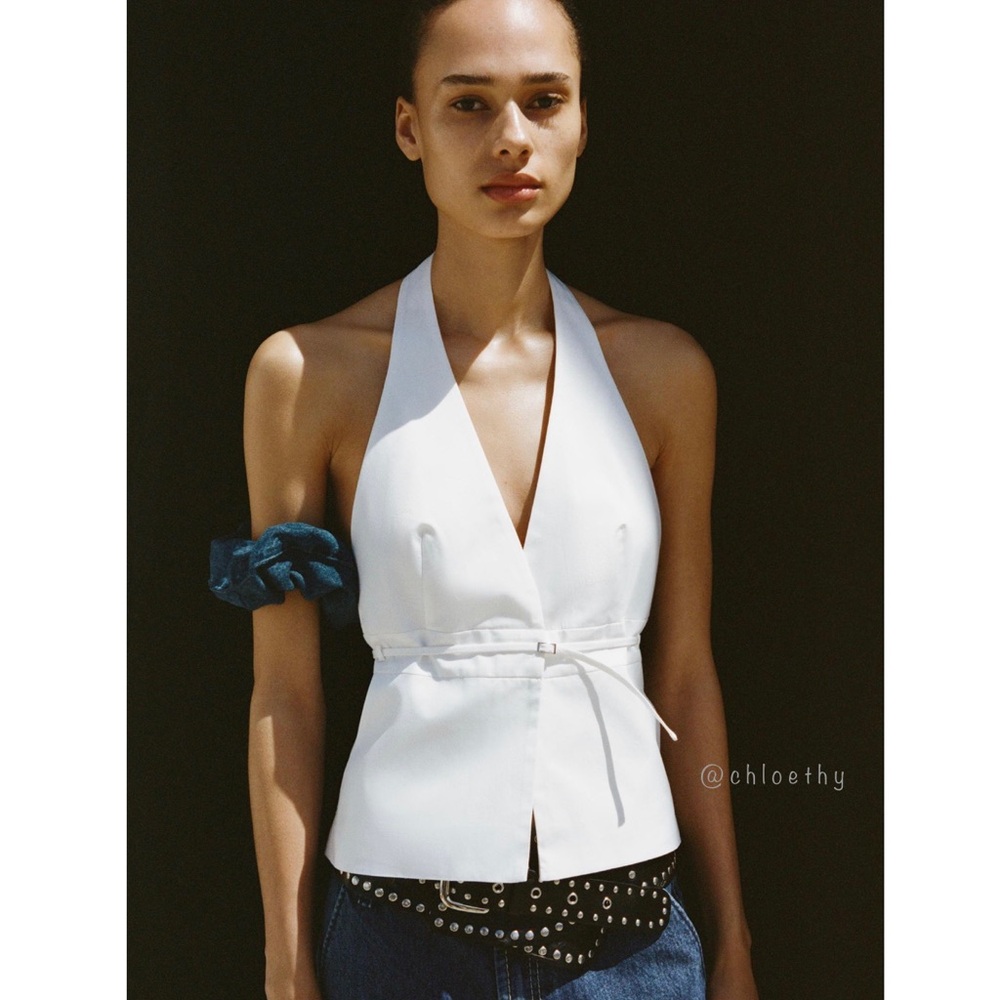 Zara BELTED HALTER VEST TOP